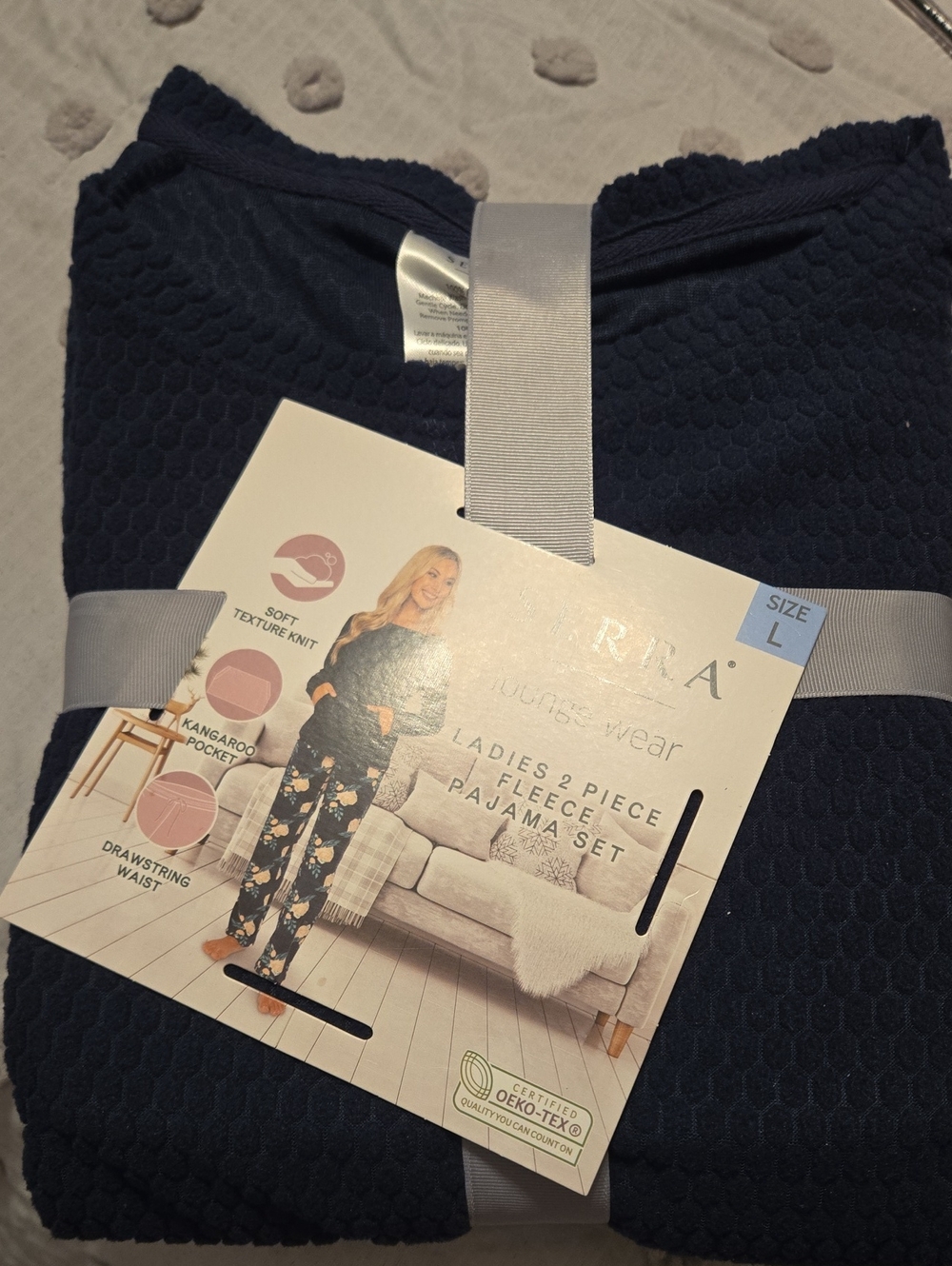 Serra Navy Two-Piece Fleece Pajama Set